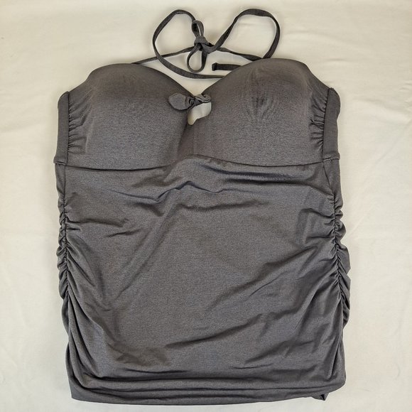 Athleta Other - Athleta Size XL Gray Tankini Swim Top Removable Straps Molded Cups Ruched Sides